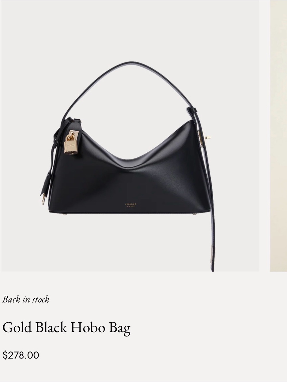 Black Leather Hobo Bag with Gold Hardware